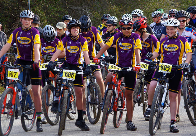 inline KC with other Cowboys at the start of a Central Coast Cyclocross race 2013.jpg